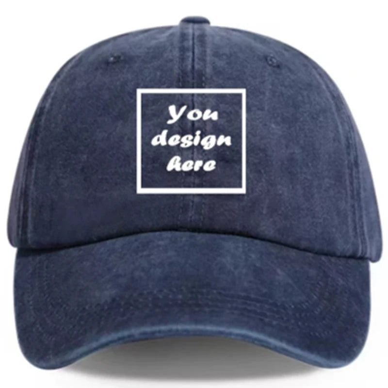 Custom-washed vintage baseball caps made of washable cotton material, breathable. Customized logo for events