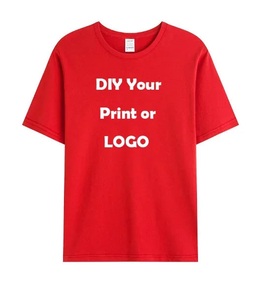 Men's and women's customized T-shirts, 100% pure cotton custom printed shirts, short sleeves, your logo photo, brand text,