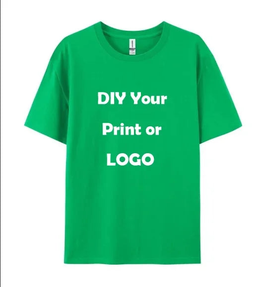 Men's and women's customized T-shirts, 100% pure cotton custom printed shirts, short sleeves, your logo photo, brand text,